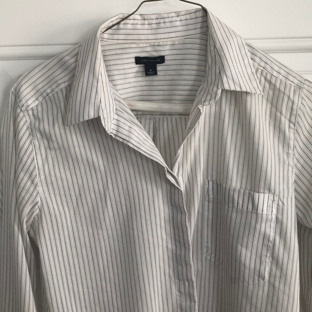 Oversized pinstripe Ann Taylor blouse